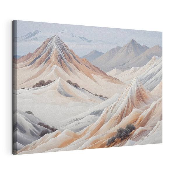 Canvas Schilderijen Woestijnlandschap met bergen en bomen