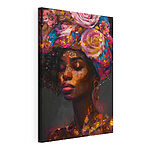 Canvas Schilderijen Vrouw met bloemen op haar hoofd