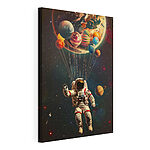 Canvas Schilderijen Een astronaut zwevend in de ruimte met ballonnen