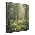 Canvas Schilderijen Bos met bomen en bloemen