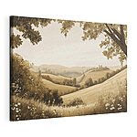 Canvas Schilderijen Landschap met heuvels en bomen