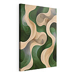 Canvas Schilderijen Groen en wit golvend patroon