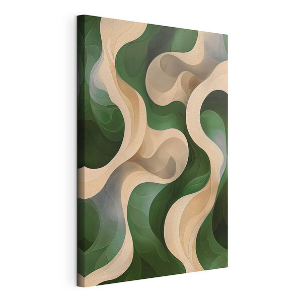 Groen en wit golvend patroon Canvas Schilderijen Groen en wit golvend patroon