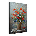 Canvas Schilderijen Schilderij van bloemen in een mand