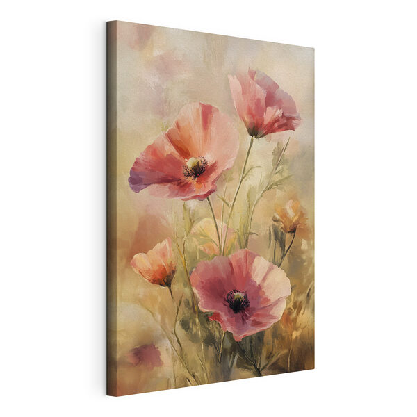 Schilderij van roze bloemen Canvas Schilderijen Schilderij van roze bloemen