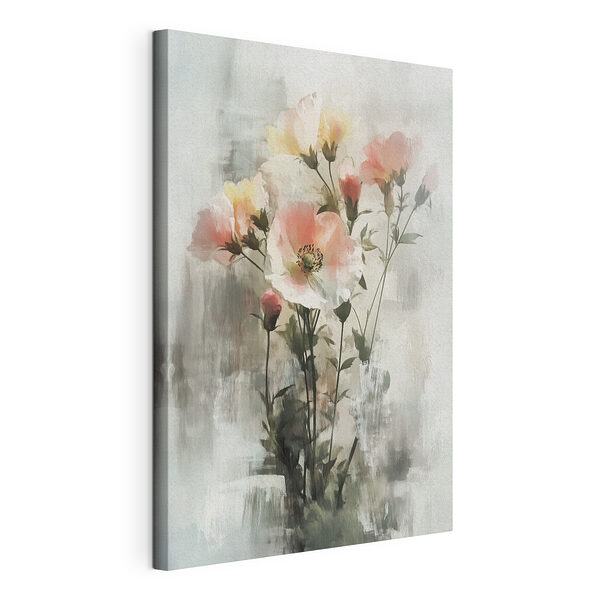 De bloemen zwieren in zachte, geverfde tinten Canvas Schilderijen De bloemen zwieren in zachte, geverfde tinten