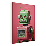Canvas Schilderijen Groen en roze robot met grote ogen