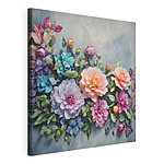 Canvas Schilderijen Groep kleurrijke bloemen