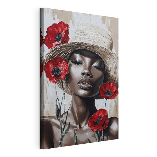 Canvas Schilderijen Vrouw met bloemen in haar haar