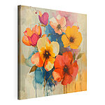 Canvas Schilderijen Levendige bloemen in harmonieuze kleuren