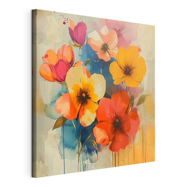 Levendige bloemen in harmonieuze kleuren Canvas Schilderijen Levendige bloemen in harmonieuze kleuren