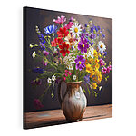 Canvas Schilderijen Vaas met bloemen op een tafel