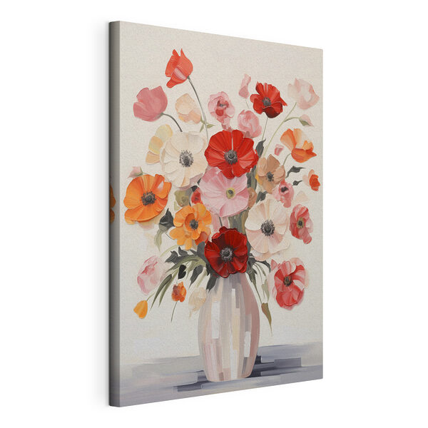 Schilderij van bloemen in een vaas Canvas Schilderijen Schilderij van bloemen in een vaas