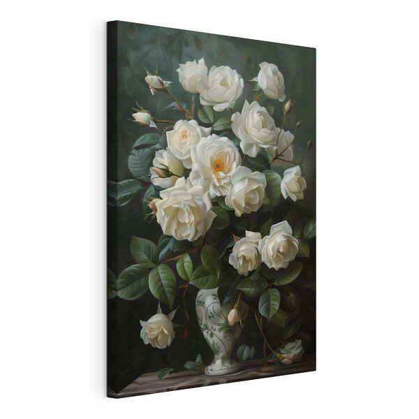 Canvas Schilderijen Elegante rozen in sierlijke vaas