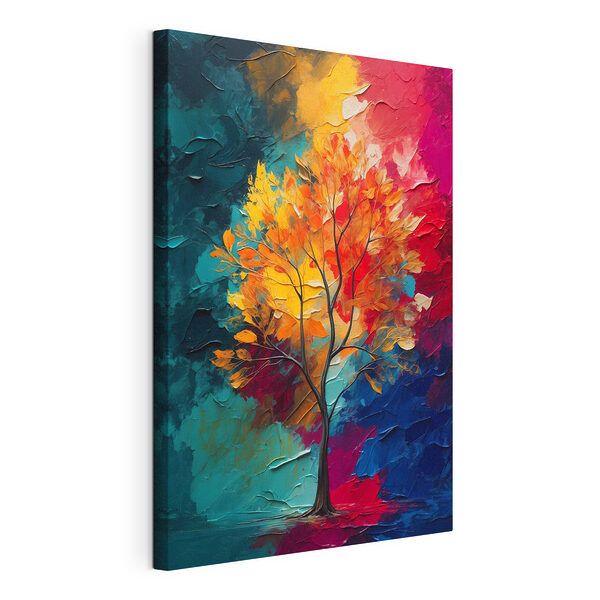 Canvas prints Painting of a tree with orange and blue leaves Canvas Schilderijen Canvas prints Painting of a tree with orange and blue leaves