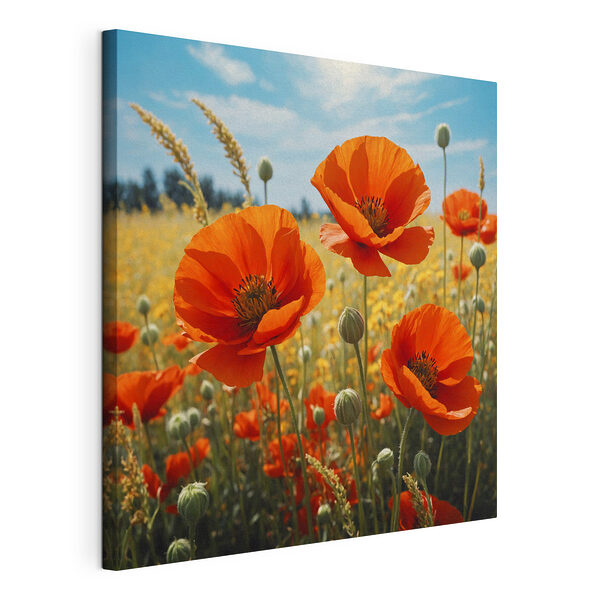 Canvas prints Group of red flowers Canvas Schilderijen Canvas prints Group of red flowers
