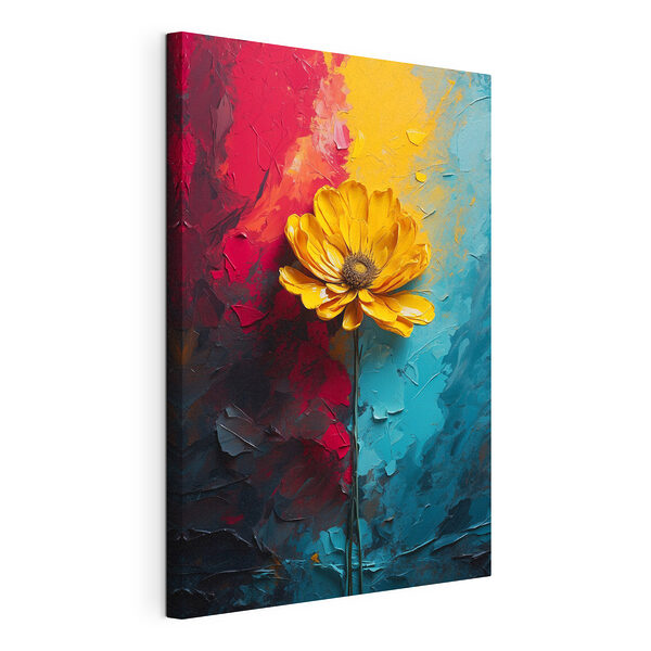 Canvas Schilderijen Canvas prints Yellow flower on a blue and red background