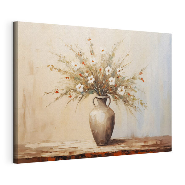 Schilderij van bloemen in een vaas Canvas Schilderijen Schilderij van bloemen in een vaas