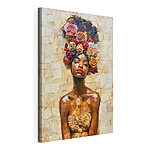 Canvas Schilderijen Schilderij van een vrouw met bloemen op haar hoofd