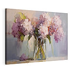 Canvas Schilderijen Schilderij van bloemen in een glazen vaas