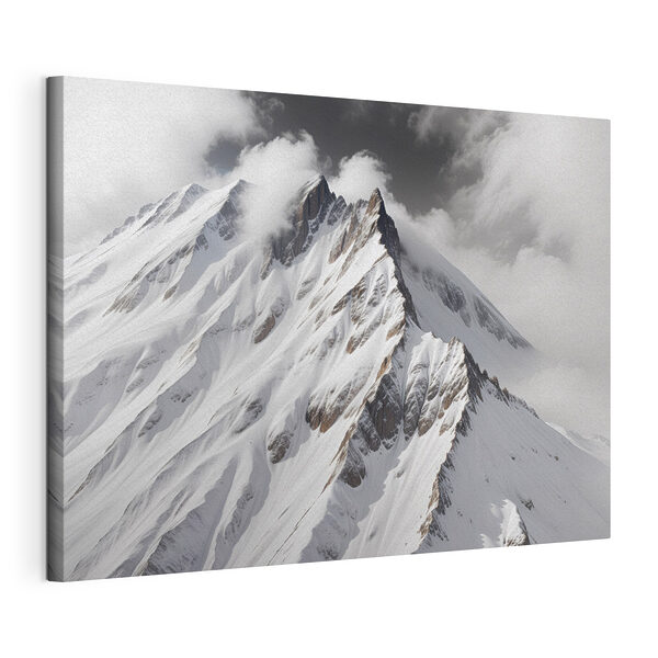 Berg met sneeuw en wolken Canvas Schilderijen Berg met sneeuw en wolken