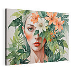 Canvas Schilderijen Vrouw met bloemen rond haar gezicht