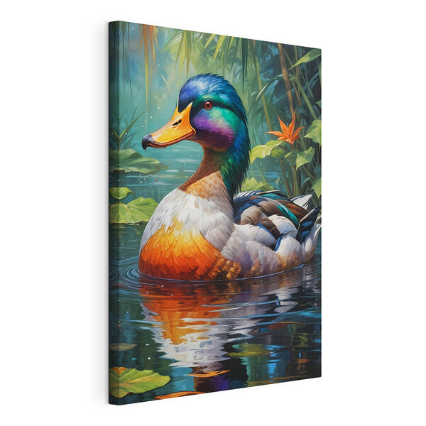 Kleurrijke eend in water Canvas Schilderijen Kleurrijke eend in water