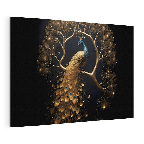 Canvas Schilderijen Pauw getooid in natuur’s elegantie