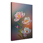 Canvas Schilderijen Groep roze en witte bloemen