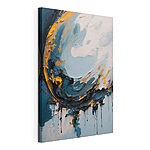 Canvas Schilderijen Schilderen met blauwe en oranje verf