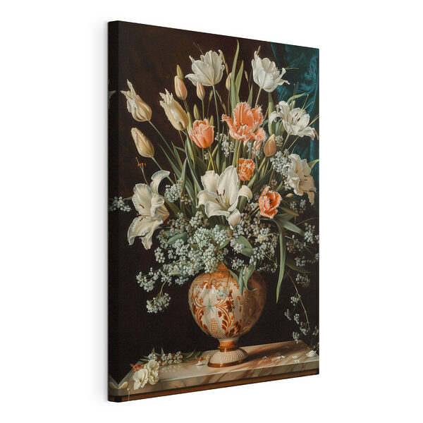Schilderij van bloemen in een vaas Canvas Schilderijen Schilderij van bloemen in een vaas