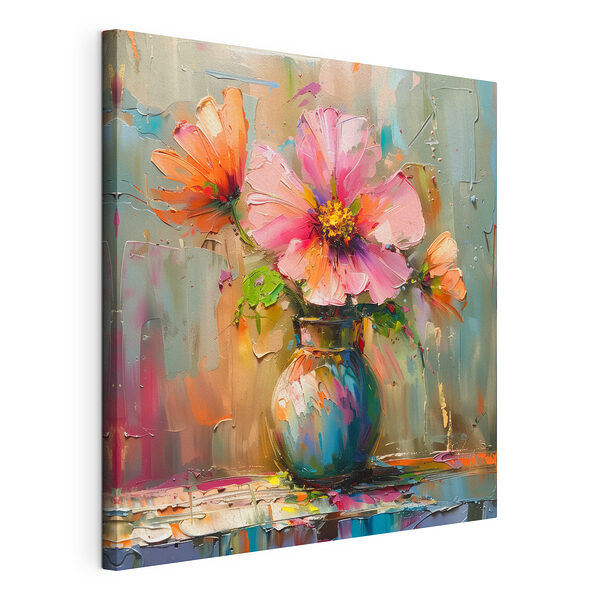 Schilderij van bloemen in een vaas Canvas Schilderijen Schilderij van bloemen in een vaas