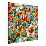 Canvas Schilderijen Bloemenpatroon met sinaasappels en bloemen