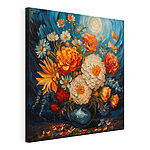 Canvas Schilderijen Schilderij van bloemen in een vaas