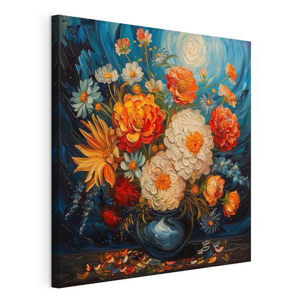 Schilderij van bloemen in een vaas Canvas Schilderijen Schilderij van bloemen in een vaas