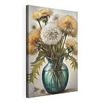 Canvas Schilderijen Vaas met paardenbloemen erin