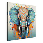 Canvas Schilderijen Een olifant met kleurrijke verfspatten