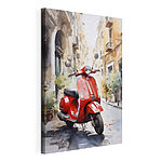 Canvas Schilderijen Rode scooter op straat