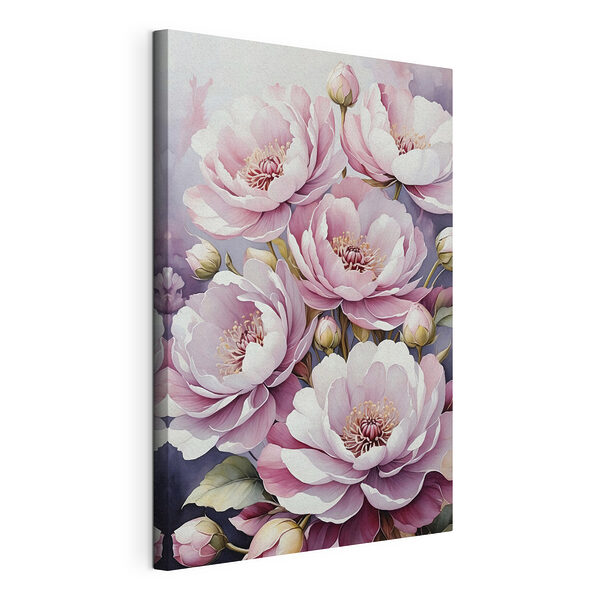 Canvas Schilderijen Elegante bloemen in zachte tinten