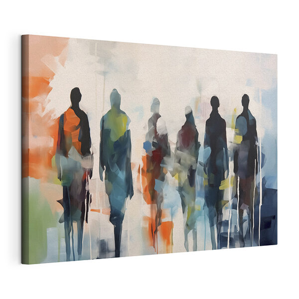 Groep mensen aan het wandelen Canvas Schilderijen Groep mensen aan het wandelen