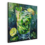 Canvas Schilderijen Glas ijs en limoenen