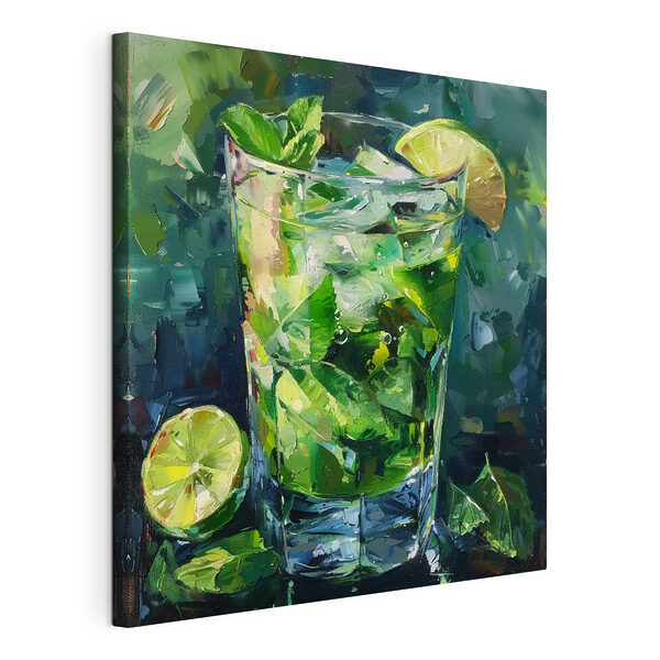 Glas ijs en limoenen Canvas Schilderijen Glas ijs en limoenen