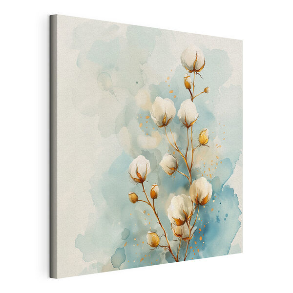 Canvas Schilderijen Aquarel van katoenen bloemen
