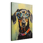 Canvas Schilderijen Schilderij van een hond met bril