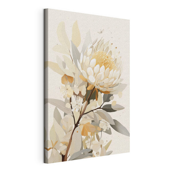 Witte bloem met geel hart Canvas Schilderijen Witte bloem met geel hart