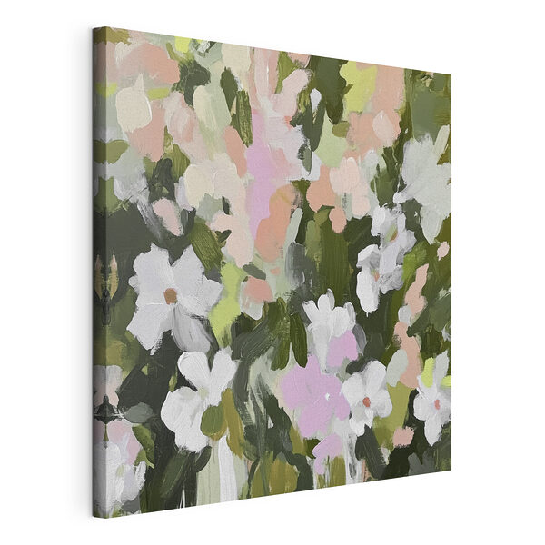 Schilderij van bloemen en bladeren Canvas Schilderijen Schilderij van bloemen en bladeren