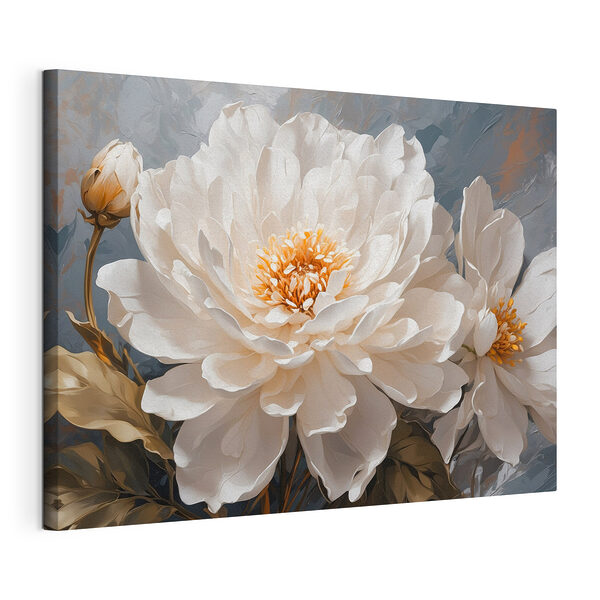 Canvas Schilderijen Bloeit in serene witte tinten