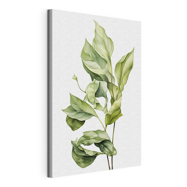 Canvas Schilderijen Elegante Groene Bladeren Kunst