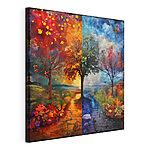 Canvas Schilderijen Schilderij van een boom en een pad