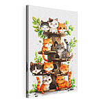 Canvas Schilderijen Groep katten op een boom